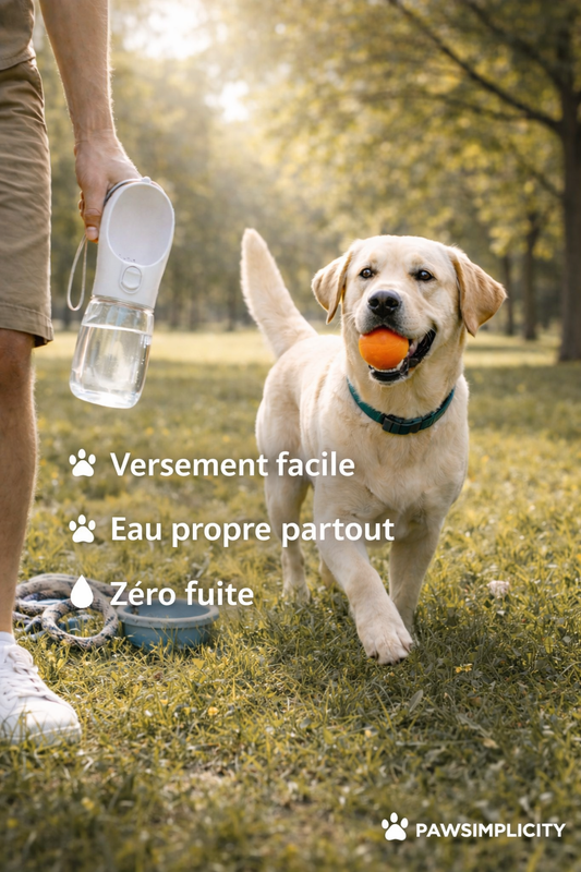 👉 Gourde d’eau portable pour chien – (300–550 ml)